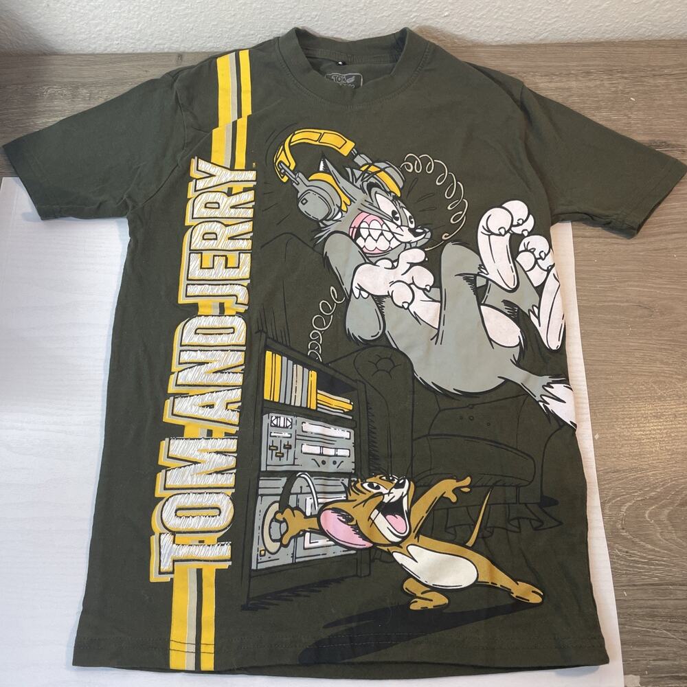 Tom And Jerry Official Green Shirt Jerry Turning Up The Stereo Size S 8